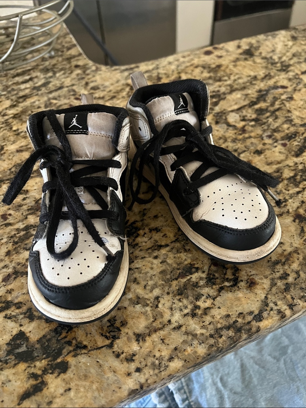 Jordan Kids' Black and White High-Top Sneakers